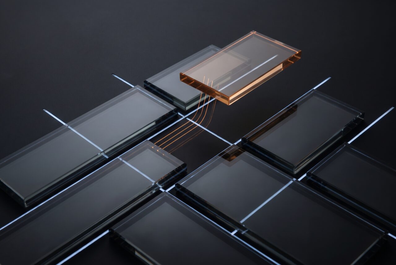 Glass tiles snapping to an alignment grid
